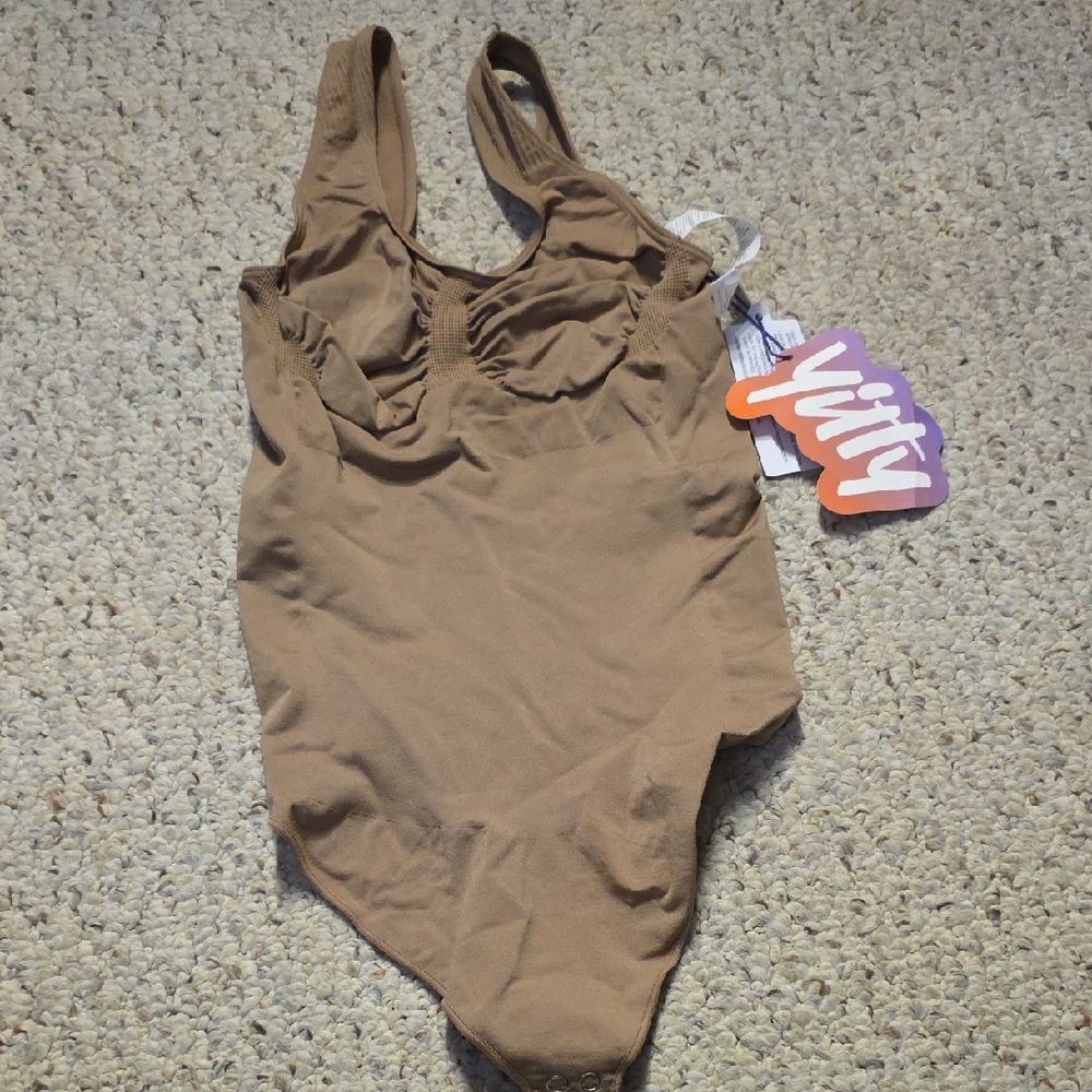 YITTY Nearly Naked Shaping Tan Thong Bodysuit NWT M/L